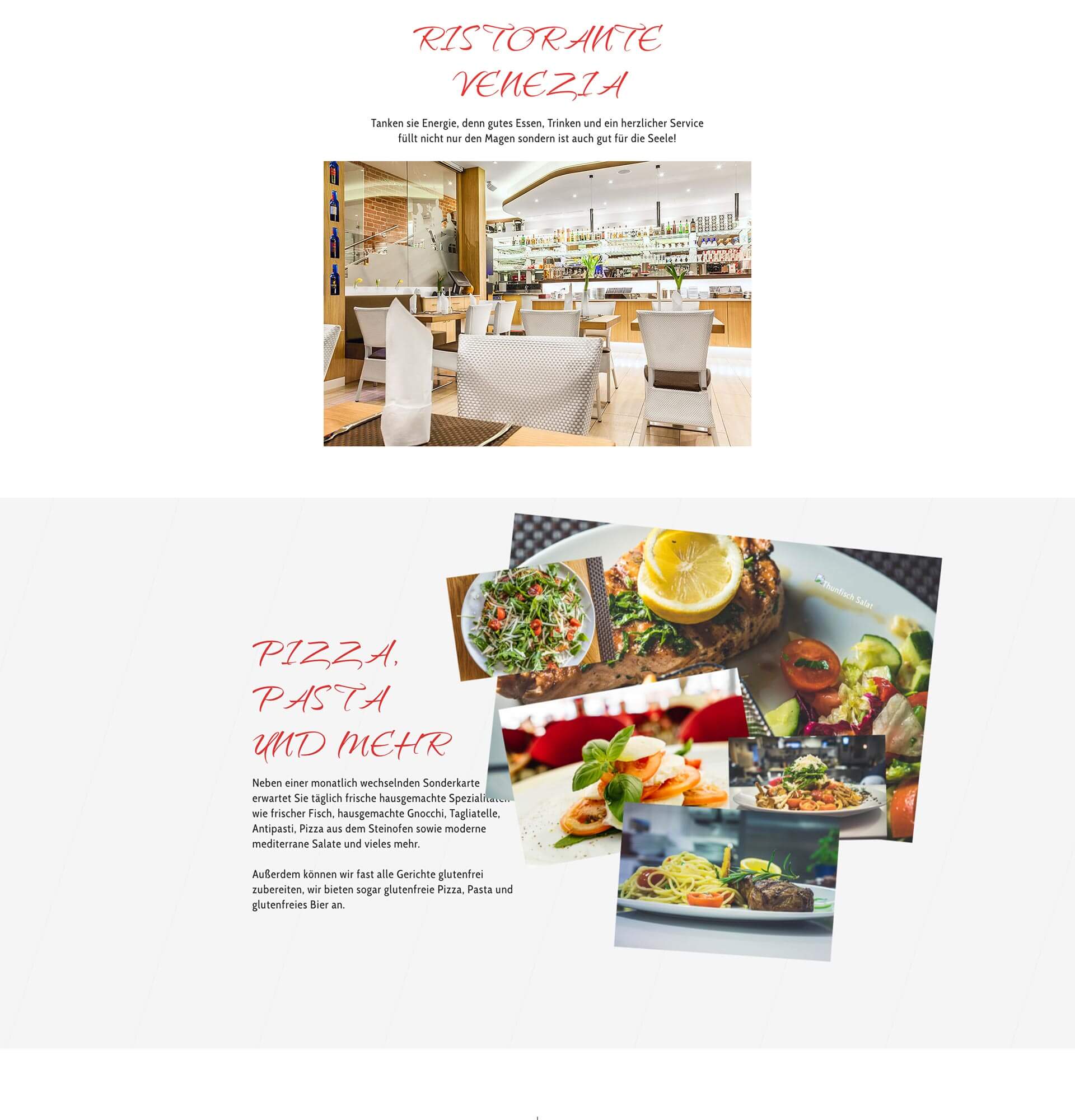a restaurant website with a variety of food items
